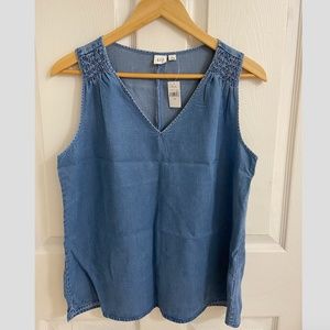 Gap V-Neck Denim Chambray Tank Top